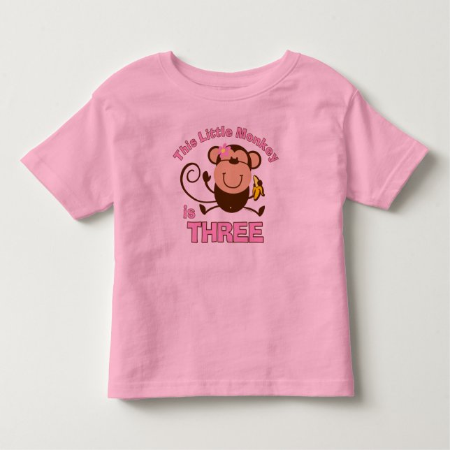 Camiseta De Bebé El tercer Chica de cumpleaños del pequeño mono (Anverso)