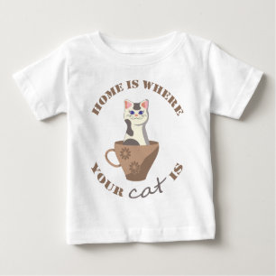 Camiseta De Bebé El texto divertido en casa es donde su gato está e