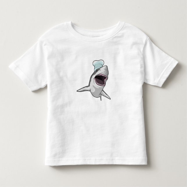 Camiseta De Bebé El tiburón como cocinero con el gorra chef (Anverso)