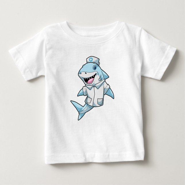 Camiseta De Bebé El tiburón como enfermera con abrigo (Anverso)