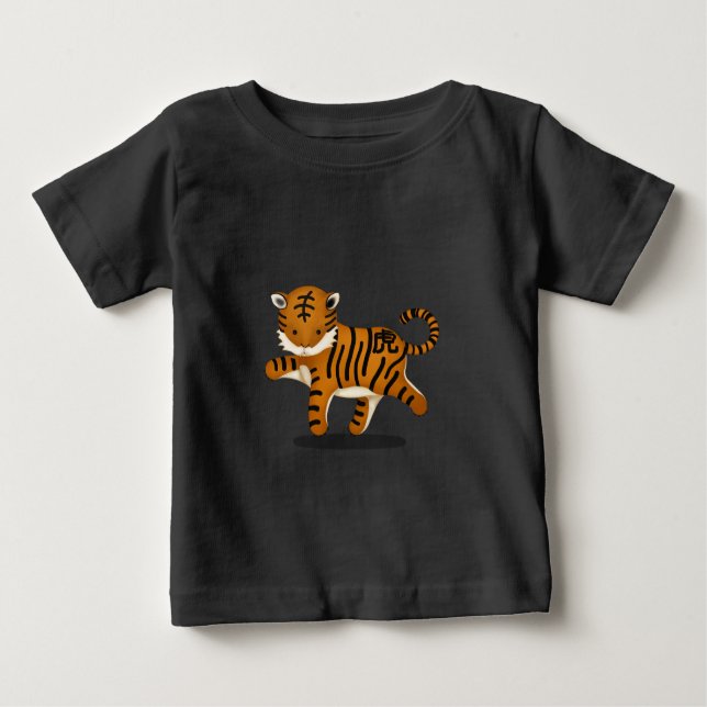 Camiseta De Bebé El tigre zoíaco chino agudo negro (Anverso)