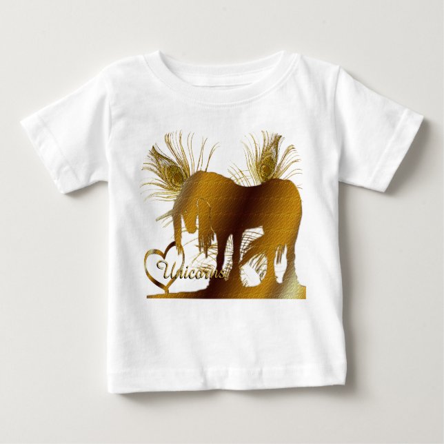 Camiseta De Bebé El unicornio dorado (Anverso)
