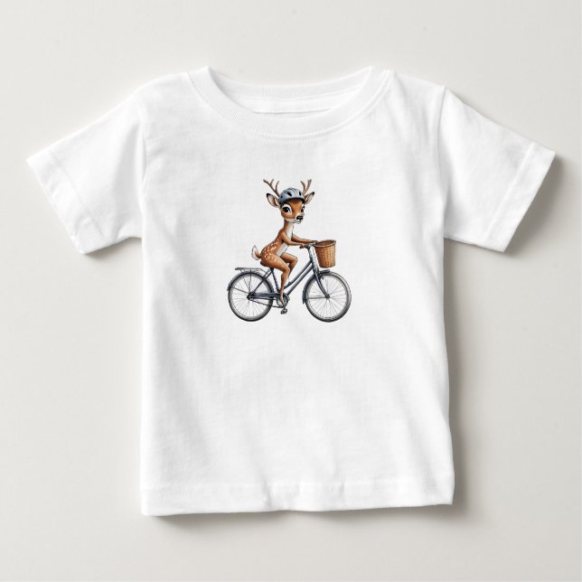 Camiseta De Bebé El venado caprichoso montando una bicicleta - dibu (Anverso)