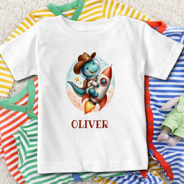 Camiseta De Bebé El viaje de vaquero espacial en un cohete espacial (Subido por el creador)