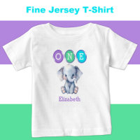 Elefante 1er cumpleaños uno con nombre morado