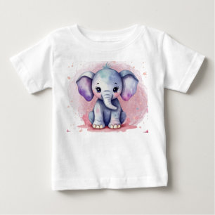 Camiseta De Bebé Elefante acuarela con diseño moderno y elegante