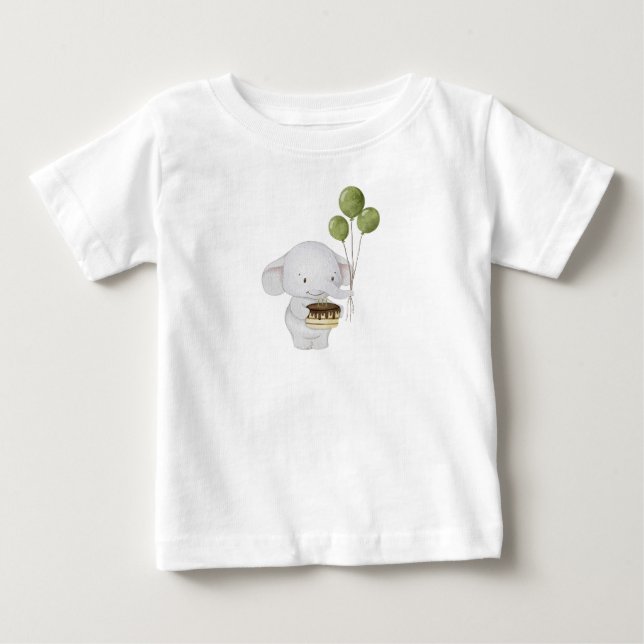 Camiseta De Bebé Elefante acuático de chef dulce con pasteles y glo (Anverso)
