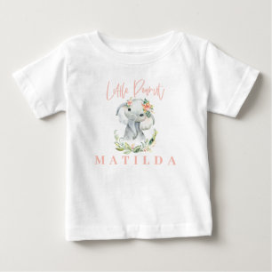 Camiseta De Bebé elefante acuático y floral personalizado