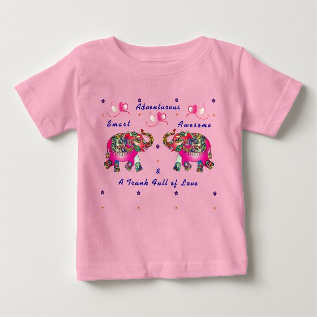 Camiseta de bebé elefante artístico lindo y modern (Anverso)
