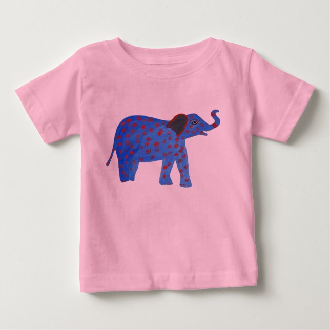 Camiseta De Bebé Elefante Azul Dibujando Tutu Bodysuit (Anverso)