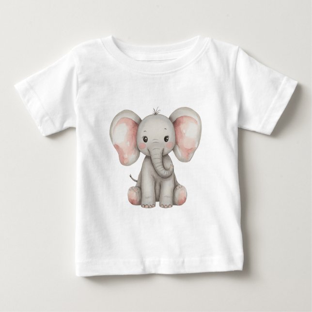 Camiseta De Bebé Elefante bebé acuarela (Anverso)