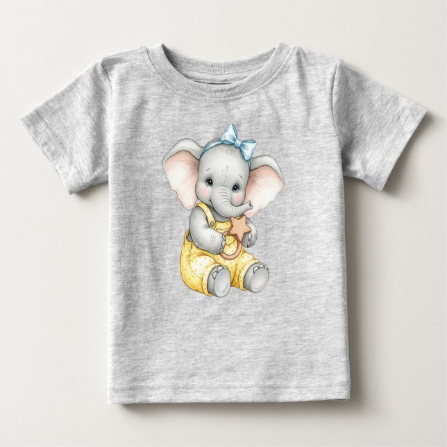 Camiseta De Bebé Elefante bebé con una sonrisa de Natasha Us (Anverso)