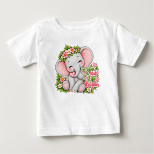 Camiseta De Bebé Elefante bebé floral lindo Haces la vida más brill