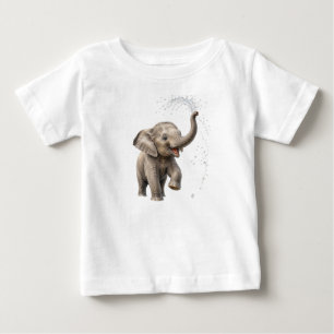 Camiseta De Bebé Elefante bebé juguetón salpicando en el río Salvaj