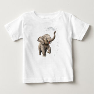 Camiseta De Bebé Elefante bebé juguetón salpicando en el río Salvaj