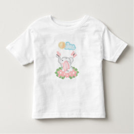 Camiseta De Bebé Elefante bebé lindo con flores rosas