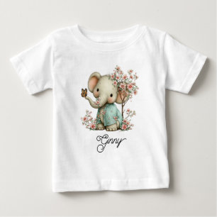 Camiseta De Bebé Elefante bebé lindo en flor de cerezo