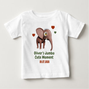 Camiseta De Bebé Elefante Bebé Nombre Personalizado Fecha Momento A