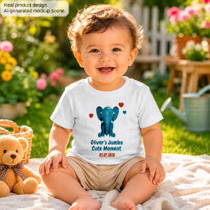 Camiseta De Bebé Elefante Bebé Nombre Personalizado Fecha Momento A