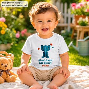 Camiseta De Bebé Elefante Bebé Nombre Personalizado Fecha Momento A