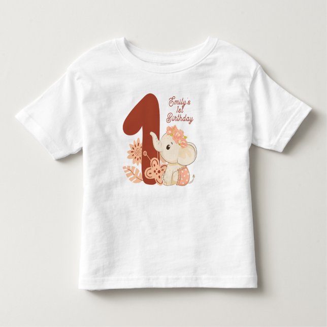 Camiseta De Bebé Elefante Bebé Primer cumpleaños (Anverso)