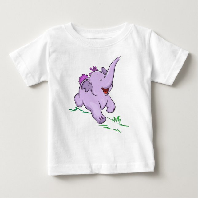 Camiseta De Bebé Elefante Bebé Púrpura Bodysuit y Camiseta (Anverso)