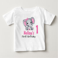 Elefante Bebé Rosa Adorable Primer Cumpleaños