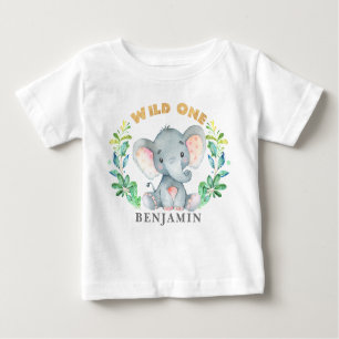 Camiseta De Bebé Elefante Bebé Salvaje Una primera jungla de cumpl