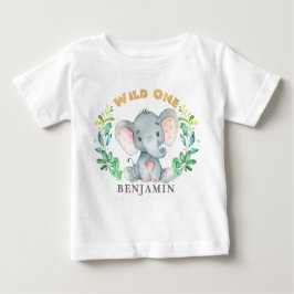 Camiseta De Bebé Elefante Bebé Salvaje Una primera jungla de cumple