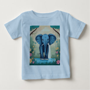 Camiseta De Bebé Elefante Bebé Whimsical Azul,