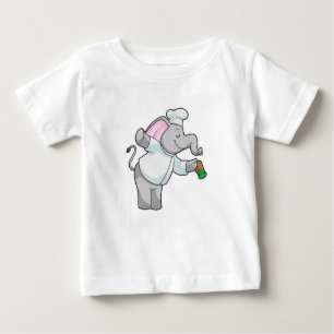 Camiseta De Bebé Elefante como chef con agitador de sal