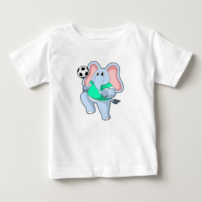 Camiseta De Bebé Elefante como jugador de fútbol con Soccer.PNG (Anverso)