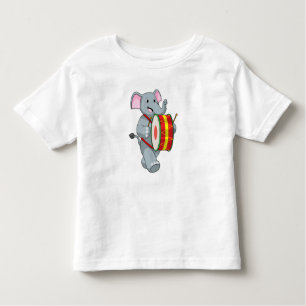 Camiseta De Bebé Elefante como músico con tambor