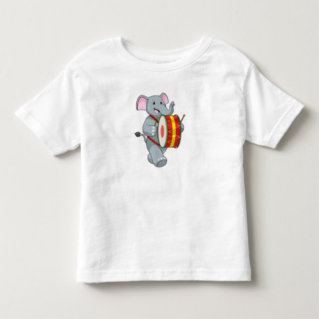 Camiseta De Bebé Elefante como músico con tambor (Anverso)