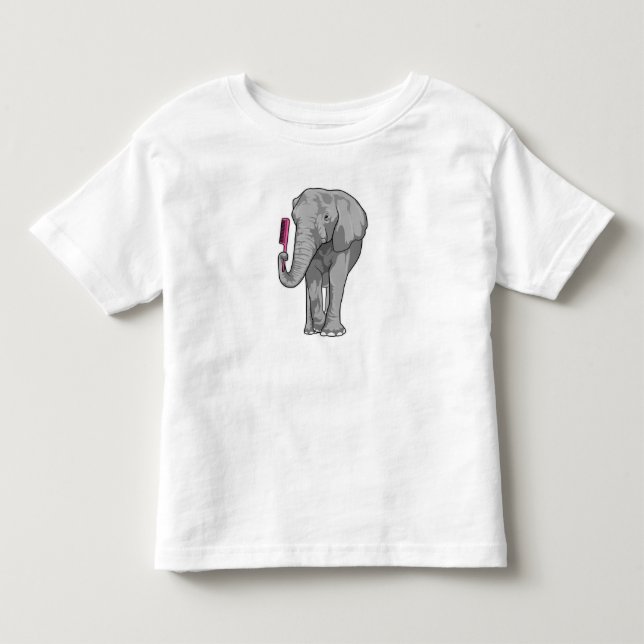 Camiseta De Bebé Elefante como peluquero con comb (Anverso)