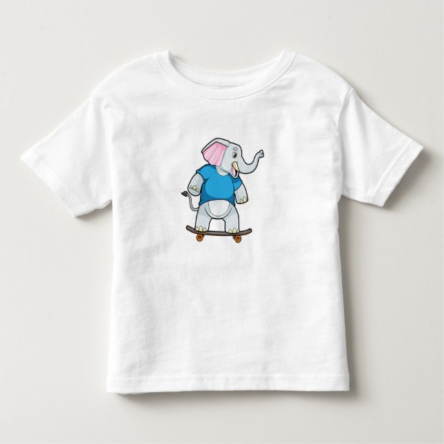 Camiseta De Bebé Elefante como Skater con Skateboard (Anverso)