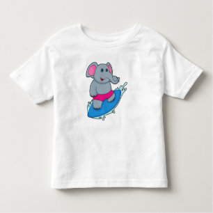 Camiseta De Bebé Elefante como surfista con tabla de surf