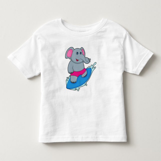 Camiseta De Bebé Elefante como surfista con tabla de surf (Anverso)