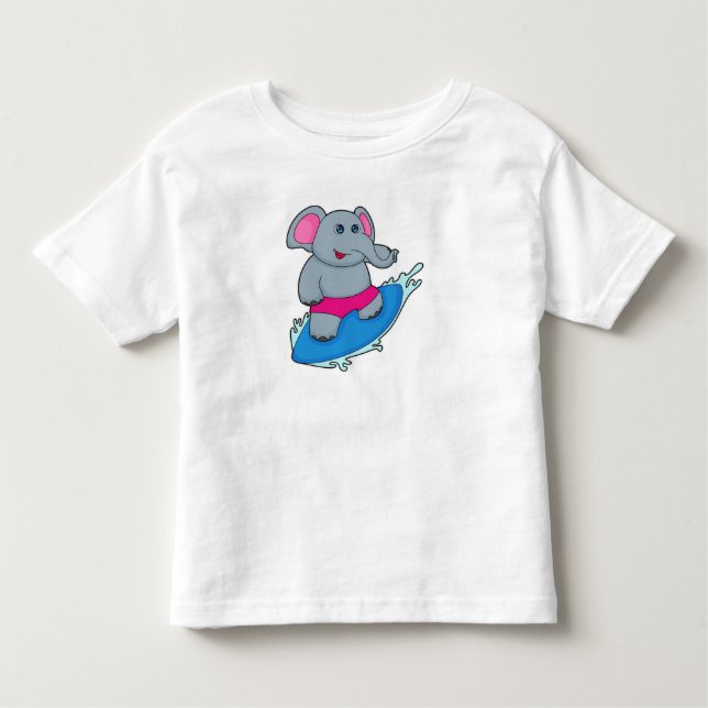 Camiseta De Bebé Elefante como surfista con tabla de surf (Anverso)