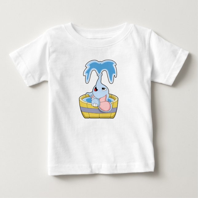 Camiseta De Bebé Elefante con bañera llena de agua (Anverso)