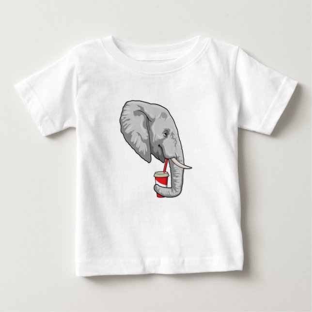 Camiseta De Bebé Elefante con bebida (Anverso)