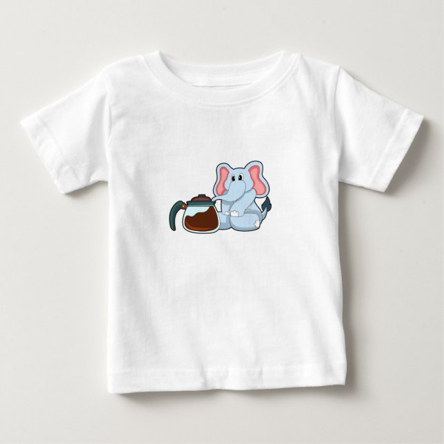 Camiseta De Bebé Elefante con cafetera (Anverso)