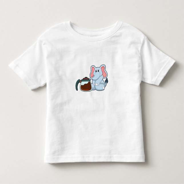 Camiseta De Bebé Elefante con cafetera (Anverso)