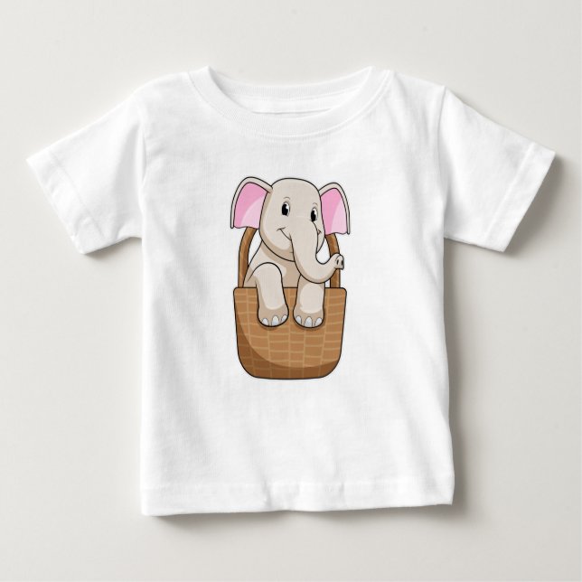 Camiseta De Bebé Elefante con cesta (Anverso)