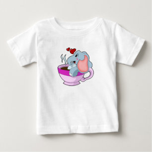 Camiseta De Bebé Elefante con Copa de Café