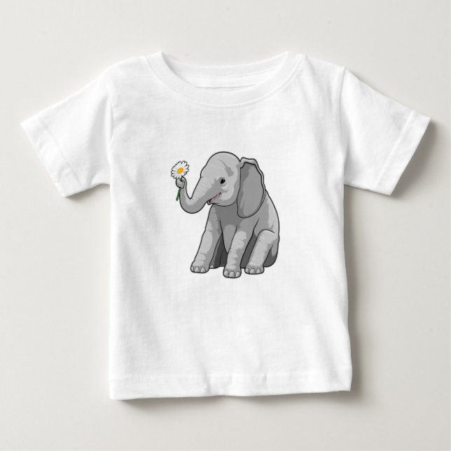 Camiseta De Bebé Elefante con flor (Anverso)