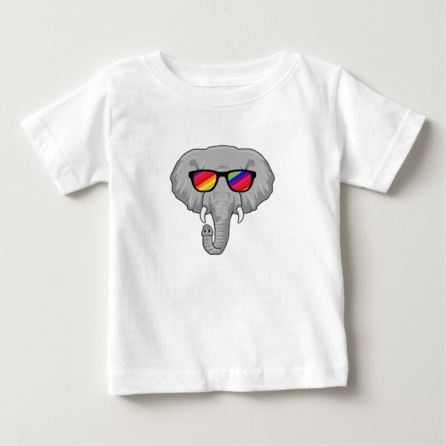 Camiseta De Bebé Elefante con gafas de sol (Anverso)