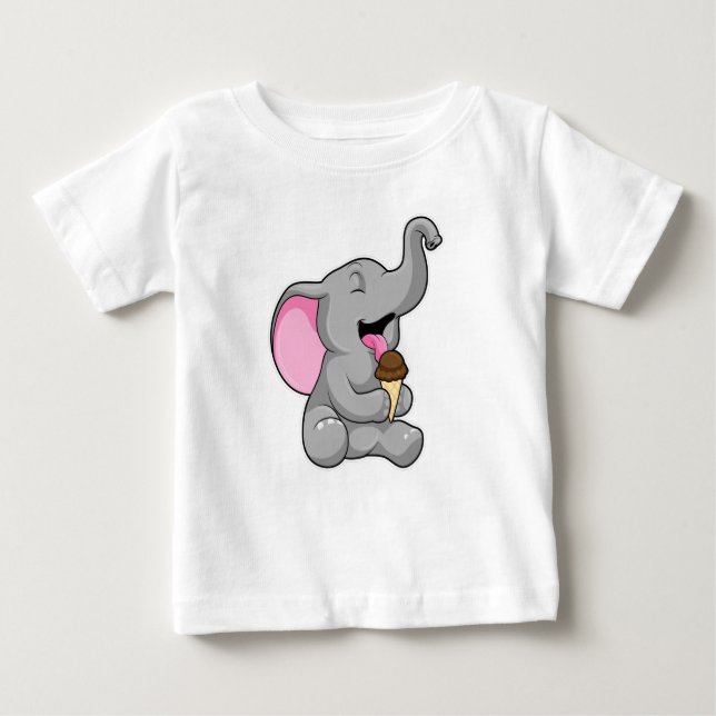 Camiseta De Bebé Elefante con helado de chocolate (Anverso)