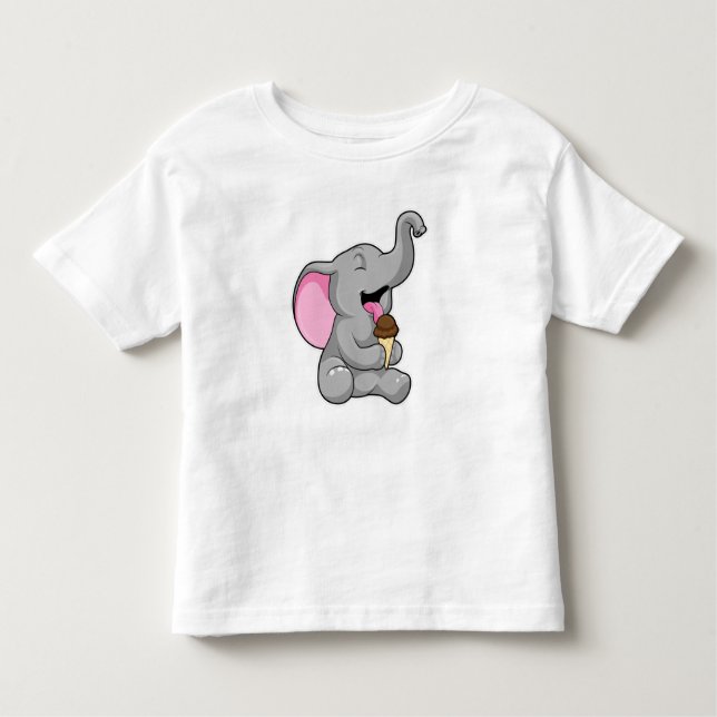 Camiseta De Bebé Elefante con helado de chocolate (Anverso)