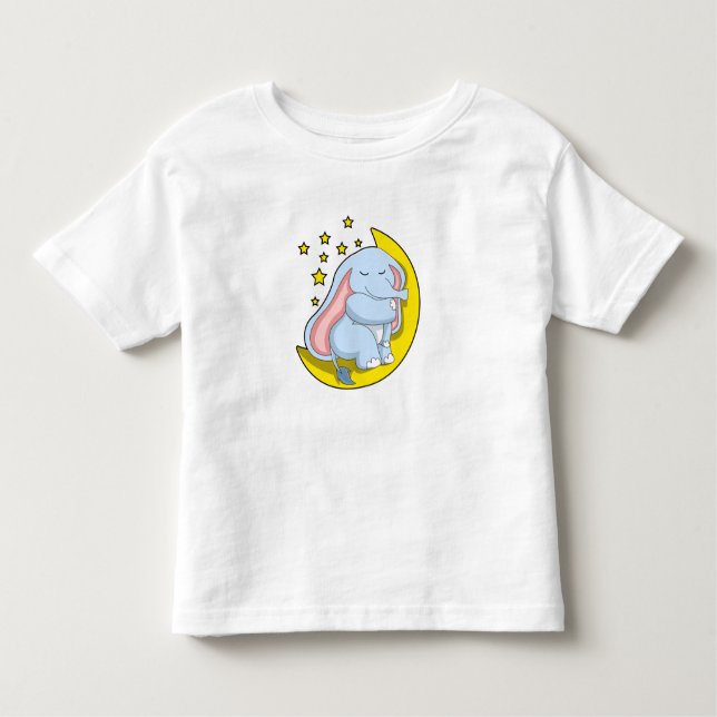 Camiseta De Bebé Elefante con luna y estrellas (Anverso)